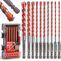 10-Piece Masonry Drill Bit Set, 6-Inch Carbide Tipped Concrete Drill Bits with Hex Shank for Brick, Cement, Tile, Wood and Light Metal, Fast Drilling and Chip Removal