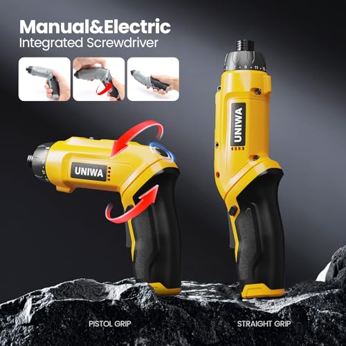 UNIWA Cordless Electric Screwdriver Rechargeable-650 RPM Power Drill-Yellow - color: Yellow