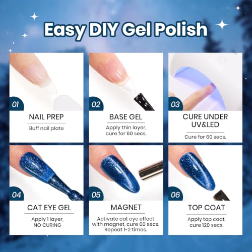 Beetles Blue Gel Nail Polish Set, 6 Colors Navy Teal Glitter Gel Polish - color: A - Mixed Finishes | Skyfall Fade
