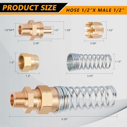 16PCS Brass DOT Air Brake Hose End Fitting, 1/2”Hose x 1/2” Male Connector - size: 1/2" Hose X 1/2" Male, style: 16PCS KIT