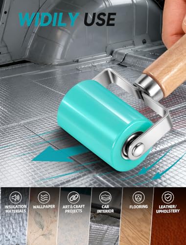 Upgraded Sound Deadening Roller, Dual Bearing PU Seam Roller for Car Audio - color: Turquoise