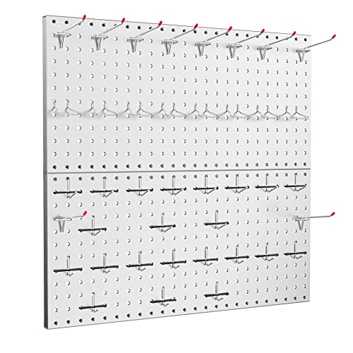 TORACK Metal Pegboard Wall Tool Organizer 24"x24", 70 PCS Tools Pegboard - color: Gray