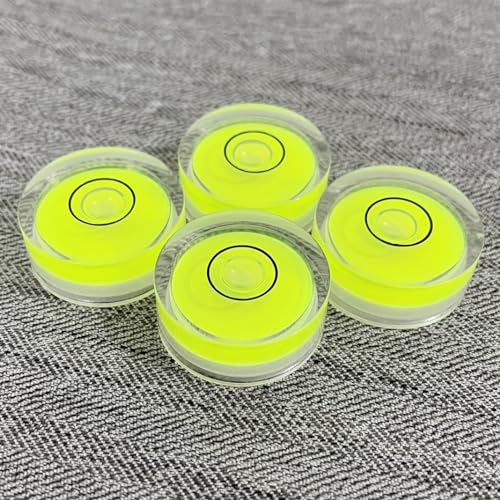 4Pcs Small Circular Bubble Levels with Double Sided Adhesive Bottom Mini Little Stick-on Bubble Spirit Level Measuring Layout Tools Levels (25x10mm) - size: 25x10mm