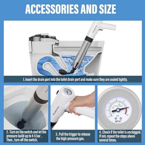 Electric Toilet Plunger,Unclog In One Shot,Remover For Bathroom,Kitchen Pipes Clog,High Pressure Air Plungers For Bathroom Heavy Duty