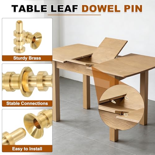 uxcell 6Pcs Table Leaf Dowel Pin, 8x12x28mm Brass Table Top Leaf Alignment Pins Desk Bolt Sleeve Connectors for Furniture Cabinet Wooden Box, Gold Tone - size: 8x12x28mm