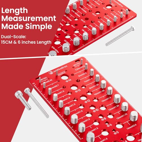 Thread Checker, 70 Nut and Bolt Thread Checker, 25 Standard & 25 Metric & 20 Drill Bit Gauge, Bolt Size Finder, Wall-Mountable Bolt Thread Identifier Gauge with Inch & CM Ruler - size: 70 Thread Checker