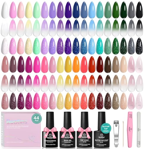 Beetles Gel Nail Polish Set, 36 Colors Gel Polish Kit with Blooming Gel - color: Year in Shades