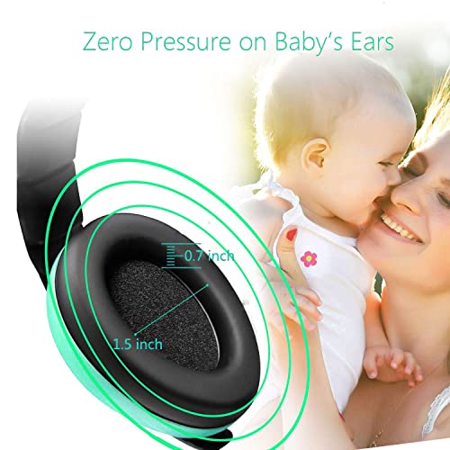 Noise Cancelling Headphones for Kids, Babies Ear Protection Earmuffs Noise Reduction for 0-3 Years Babies, Toddlers, Infant (Mint Green) - color: Green