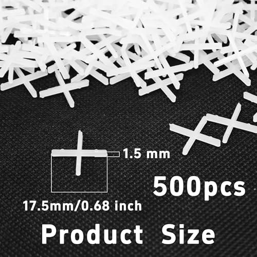 500 PCS 1/16 Inch Tile Spacers, High Quality Plastic Cross Leveling System, Accurate Floor & Wall Ceramic Tile Alignment Tools for DIY and Professional Installation, Consistent Gap Width - size: 1/16 Inch