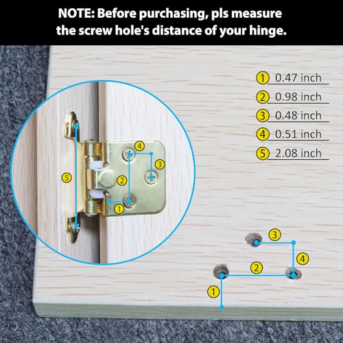 50 Pack (25 Pairs) 1/2 Inch Overlay Gold Kitchen Cabinet Hinges - color: Brass Gold, size: 50 Pack (25 Pairs)