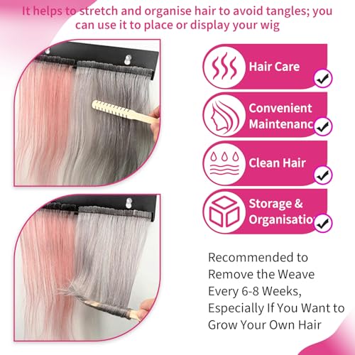 Hair Extension Holder, Stainless Steel Hair Hanger Styling Tool Hair Extension Display for Washing, Coloring And Blow-Drying Of Weft, Clip-In, Tape-In Extensions