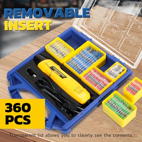 haisstronica Solder Seal Wire Connectors with 350W Mini Heat Gun, 360PCS - size: 360PCS