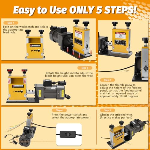 Automatic Wire Stripping Machine,60W Motor & 6 Channels for 0.12''-0.67'' Copper Wire,Electric Cable Stripper Machine with Manual Hand Cranked for Recycling Copper Wire Stripper(3,5,7,9,12,17mm)