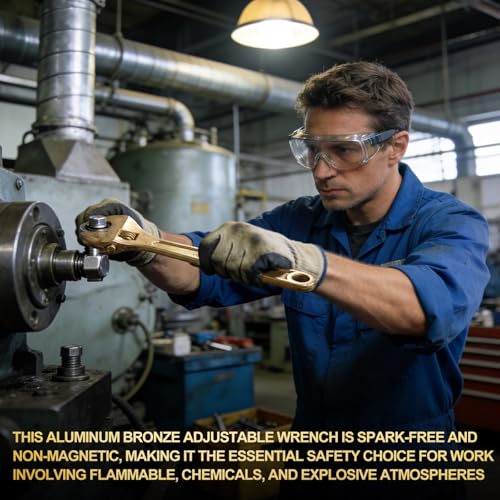 Hicarer 15 Inch Non-Sparking Adjustable Wrench, Aluminum Bronze Tool - size: 15 Inch/ Open Max 46mm