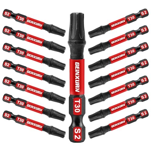 Geinxurn 15 Pieces T30 Impact Tough Magnetic Screwdriver Bit Set, 2 In. #30 Torx Head Power Bit Set, S2 Alloy Steel T30 Star Bit Set - size: 2"-15PCS, style: T30
