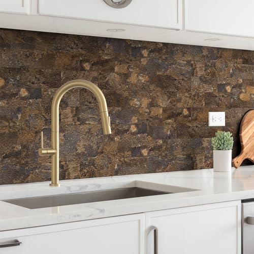 StyloVue 100 Pieces Peel and Stick Backsplash for Kitchen, 3" x 6" PVC Subway Tile 2026 Upgraded Rust Slate Backsplash Stick on Tile Elevate Kitchen, Bathroom, Fireplace,RV - color: Rust Slate