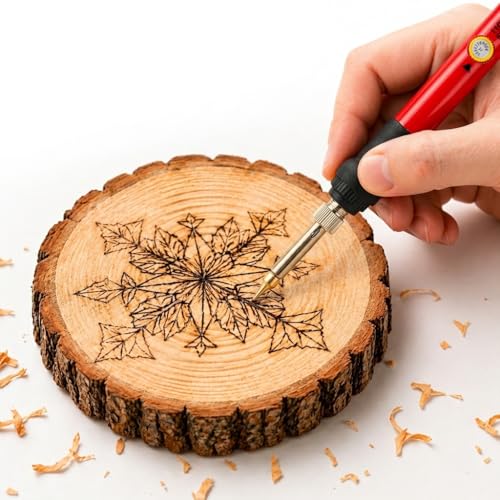 32PCS Wood Burning Kit, Wood Burning Tool – Adjustable Temperature Soldering Iron Tool for DIY, Wood Carving, Embossing, and Craft Projects – Wood Burner Pen Set for Adults and Beginners（Red） - color: Red