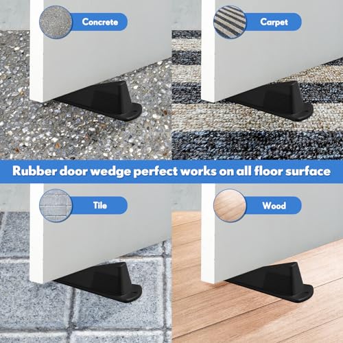 Frienda 2 Pcs Heavy Duty Rubber Door Stops Wedge Stackable,Black - color: Black