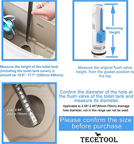 Toilet Flush Valve Replacement Kit 2 Inch Universal Water-Saving Toilet Repair Kit with Gasket and Bolts for Two Piece Dual Flush Valve White