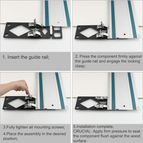 Track Saw Guide Rail Square CNC-Machined Track Saw Square Guide with Edge Support, 90° Right Angle Cutting Tool Compatible with Festool and Makita Compact Parallel Guide System Accessory - color: Black