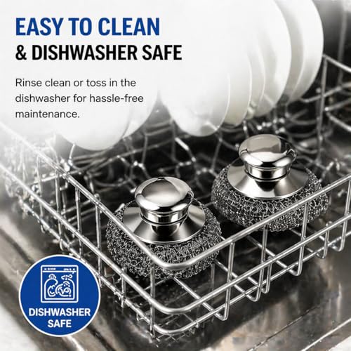 Steel Wool Scrubber, 10-Pack Stainless Steel Scrubber Pads with Handle - The Ultimate Scouring Solution for Rust, Stubborn Messes on Cookware, Grill, Oven & Kitchen Sinks - size: 2 Handle+8 Pads