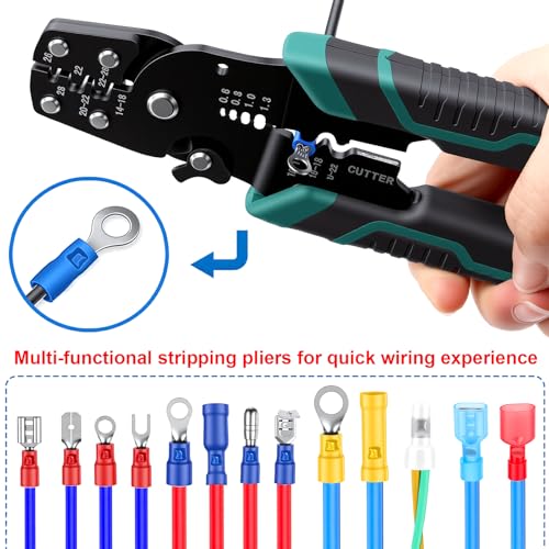 smseace 210PCS Wire Butt connectors with Crimping Tool 22-10AWG Butt Splice Connectors Insulated Electrical Straight Wire Terminal - size: 211Pcs