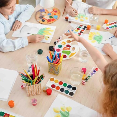 PATIKIL 24Pcs Paint Tray Palette, 3.1"/8cm Painting Palette Plastic Palette Flower Shape for Watercolor Gouache Painting Art Craft DIY Project, Yellow - color: Yellow