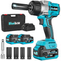 1/2 Inch Cordless Impact Wrench, 900 Ft-lbs (1200 N·m) High Torque Brushless Impact Driver Gun, 2300 RPM, 2×4.0 Ah Batteries, LED Light, 4 Sockets, Variable Speed Power Tool for Car & Tire Removal - size: Large