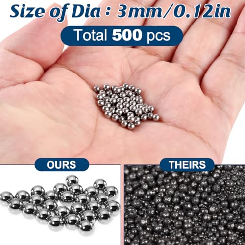 500PCS G25 Precision Chrome Steel Bearing Balls - 3mm Hardened Solid Balls for Bearings, DIY Projects, and Industrial Applications - Mirror Polished, High Hardness & Wear Resistant - size: 500 Pcs - 3mm, style: Stainless Steel