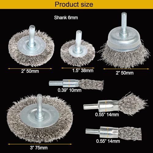 10PCS Stainless Steel Wire Wheel Brush Set,Cup Wire Brush for Drill with 1/4 Inch Shank, Wire Brushes for Cleaning Rust Removal, Corrosion & Scrub Surfaces