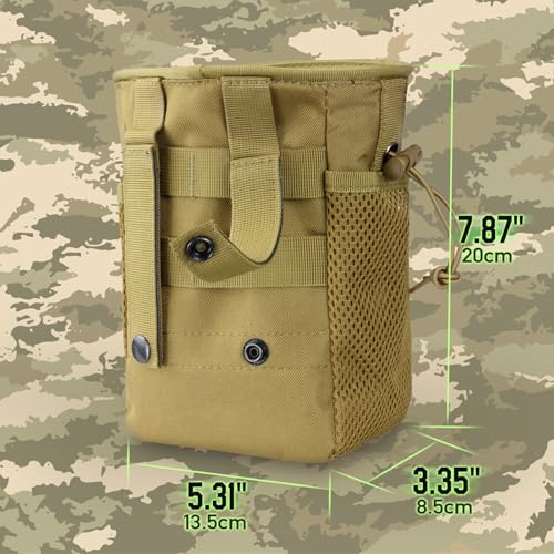 LIVANS Tactical Molle Dump Pouch, Magazine Drop Pouch Drastring Ammo Bag - color: Khaki