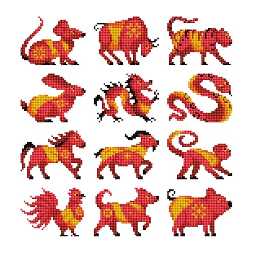 DIAMOND ART CLUB Mini Dazzles- Chinese Zodiac Diamond Art Kits for Adults - color: Chinese Zodiac
