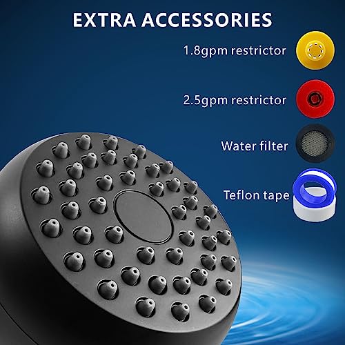 High Pressure Shower Head - Powerful Bathroom Pressure Boosting Showerhead - Perfect Universal Replacement for Rain Shower Heads(Matte Black) - color: Matte Black