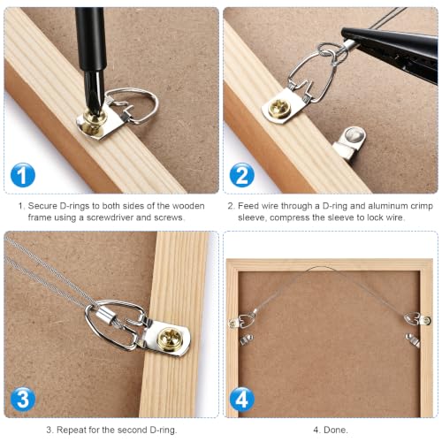 180Pcs Picture Hanging Kit, Assorted Single & Double Hole D Ring Picture Hangers with Hanging Wire, Heavy Duty Hardware for Canvas Paintings, Photo Frames, Artwork & Holiday Wall Decor