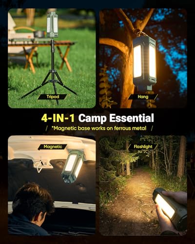 SakerNeo 20000mAh Rechargeable Camping Light with Stand,Portable Work Light - style: GREEN