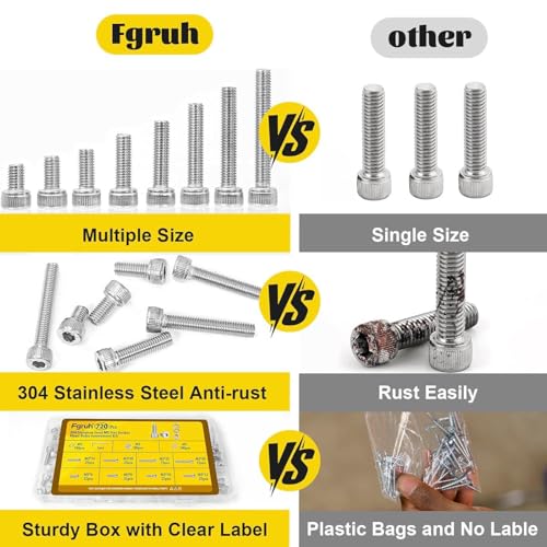 720PCS M3 Hex Socket Screw Assortment Kit,M3x6/8/10/12/16/20/25/30 mm - size: SS M3 720pcs