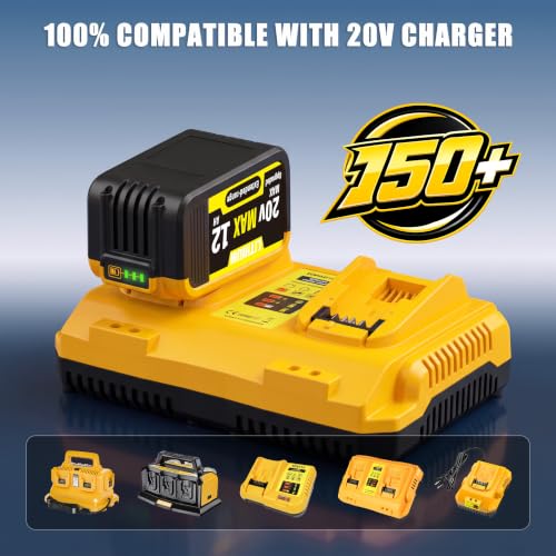 WWX 2 Pack 12000mAh Replacement Compatible for Dewalt 20V Max Battery with High - Capacity Battery Cordless Power Tools 20 Volt Battery DCB200, DCB201, DCB204, DCB205, DCB206, DCB207