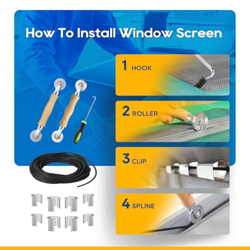 King&Charles Window Screen Replacement, 6in1 Window Screen Door Repair Kit - color: Black, size: 59"×106"