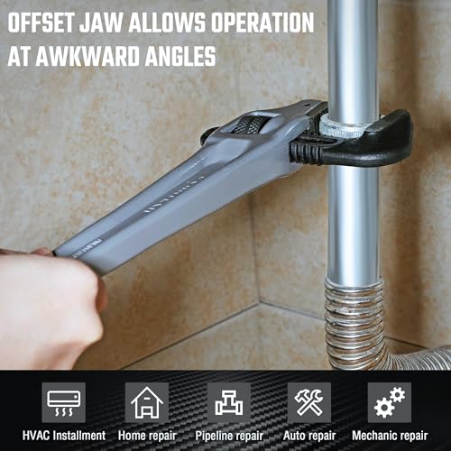 DURATECH 18-inch Aluminum Offset Pipe Wrench, Adjustable Plumbing Wrench - size: 18-inch, style: Offset