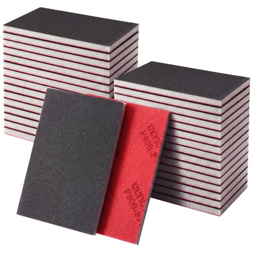 60 Pcs 320-2500 Grit Sanding Sponge, Ultra Fine Sanding Sponges Pads, Soft Foam Shine Block Wet Dry Polish Pads, Ultra Fine Grit Sandpaper for Model Drywall Metal Wood Furniture Polishing - style: 320-2500 Grit