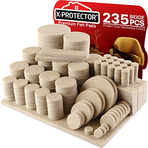Felt Furniture Pads X-PROTECTOR 235 PCS Premium Furniture Pads - Felt Pads - size: 235 PCS Beige, Round & Square