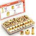 100PCS 1/4" Brass Compression Fittings Assortment kit, Insert, Sleeve Ferrule, Nut for Connecting air, Fuel, Water, Oil and inert Gases Lines - size: 1/4" (100PCS), style: Compression Fittings