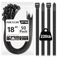 Large Zip Ties 18 inch, 50 Pack, Long Zip Ties Heavy Duty with 220 lb Tensile Strength, Big Cable Ties, Black, ANOSON - size: 18"/50 pk (220 Lb)