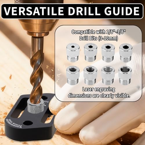 Self Centering Dowel Jig Kit with 8 Drill Bushings(3-10mm) and Storage Case - color: Dark Black