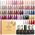 ROSALIND 30pcs Winter Brown Gel Polish Nail Set with Base Gel Top Coat | Glossy Matte and Glitter Top Coat,26 Fall Winter Colors Gel Nail Polish, Soak Off,Nail art for Women - color: Warm Color