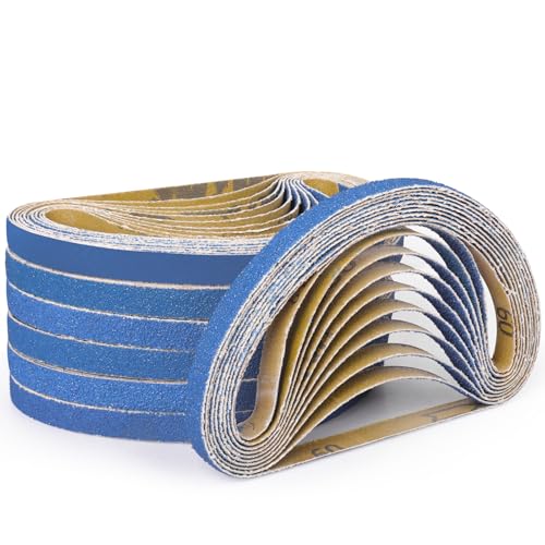 40-Piece Premium 3/8 x 13 Inch Zirconia Sanding Belts 40-400 Grit - color: Mix Grit, size: 3/8x13 Inch