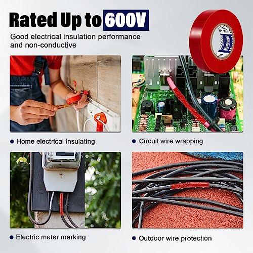 Red Electrical Tape PVC Vinyl Electric Tape for Wire Insulating - color: Red