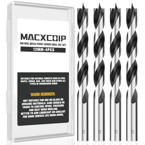 4Pcs 12MM Metric Brad Point Wood Drill Bit Set - size: 0.472" - 4pcs