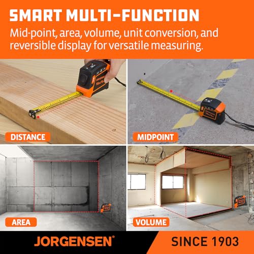 JORGENSEN Digital Tape Measure,16Ft Rechargeable Digital Measuring Tape