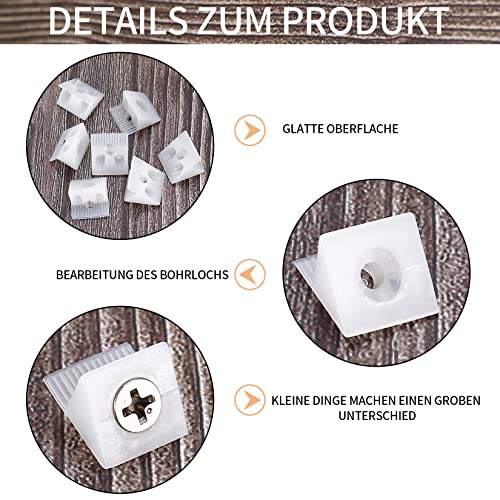 120 Pcs Drawer Wedges with Screws, Drawer Bottom Support Brackets, Fixing Mending Wedges, Plastic Angle Code Bracket Fasteners, Drawer Reinforcement Repair Kit for Furniture Sagging Drawer